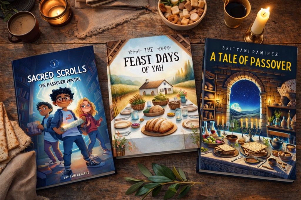 Scribbles & Scriptures feast books styled on a table